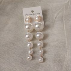 Cute Pearl Dangling Earrings... Very Trendy, Lightweight And Classic Dangly Pearl Earrings, Faux Pearl Earrings, Face Earrings, Diamond Eyes, Daisy Earrings, Square Earrings Studs, Dangly Earrings, Dangling Earrings, Pearl Stud Earrings