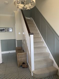 the stairs in this house have been painted gray