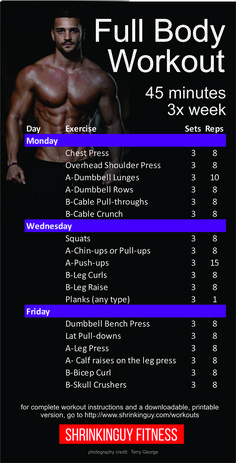 the full body workout plan for men is shown in purple and black, with an image of