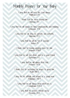 a poem written in blue and white with the words, person prayer for your baby