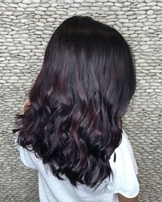 Dark Purple Balayage Black Hair, Plum Hair With Highlights, Dark Violet Hair Color, Plum Black Hair, Plum Highlights, Purple Hair Streaks, Burgandy Hair, Purple Hair Highlights, Black Hair Balayage