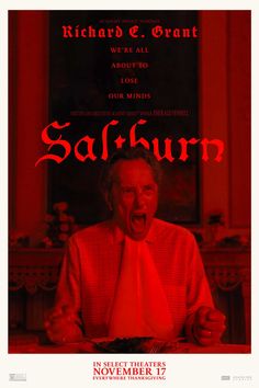 a movie poster for the film saffrum with an image of a man in red shirt and tie