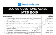 the question sheet for questions asked on mts 2019