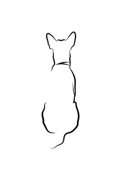 a black and white drawing of a cat