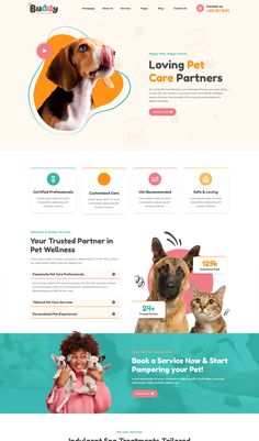 Pet Care Services Elementor Template Kit Pet Care Website Design, Elementor Templates, Pet Advertising, About Us Page Design, Pet Magazine, Interactive Web Design, Web Design Typography