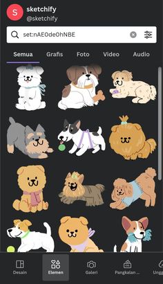 an iphone screen with several dogs on it and the text, sketchy dog stickers