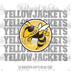 the yellow jacket's yellowjackets logo on a white background with black lettering