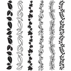 a set of black and white floral designs