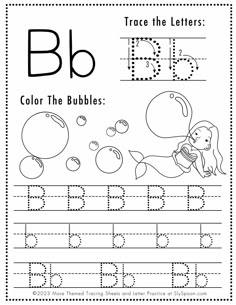 the letter b worksheet for children to learn how to write and draw letters