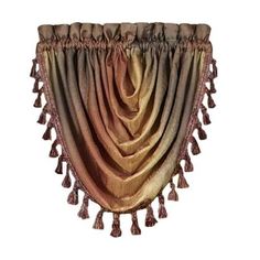 a curtain with tassels hanging from it's side on a white wall