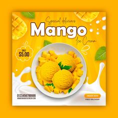 a poster advertising mango ice cream