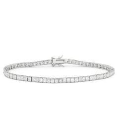 2.5mm Square-cut Cubic Zirconia Tennis Bracelet in Sterling Silver, Women's Trendy Bracelets, Formal Outfits, Silver Shop, Square Cut, Jewelry Cleaner, Silver Accents, Tennis Bracelet, Colored Diamonds, Diamond Bracelet