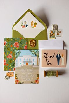 an assortment of greeting cards and envelopes