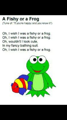 a frog poem with an image of a fish holding a rainbow ball and the words, i wish i was a fishy or a frog