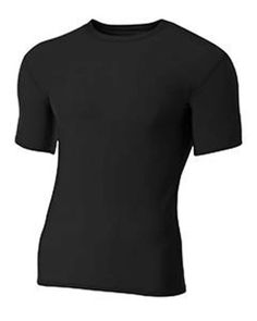 a black t - shirt with short sleeves and no collar, on a white background