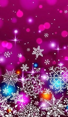 snowflakes and lights on a purple background