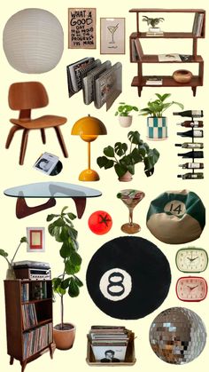 a collage of furniture and decor items