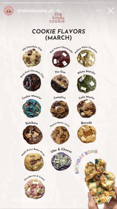 the cookie flavors are shown in this poster