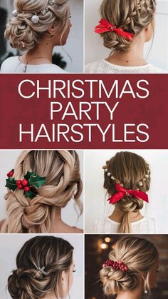 Christmas Party Hairstyles Short, Ideas For Curly Hair, Christmas Hairstyle, Easy Bun Hairstyles For Long Hair, Updo Ideas, Christmas Party Hairstyles, Bubble Ponytail, Sleek Updo, Easy Bun Hairstyles