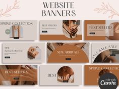 the website banners are designed to look like it is being displayed in different colors and sizes