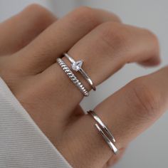 Dainty textured ring is perfect for stacking! Made of 925 Sterling Silver THICK plating of 14k Gold or Rhodium Available in sizes 6-9 2.5mm Thick Silver Ring Stack Dainty, Silver Rings Elegant, Sterling Silver Jewelry Aesthetic, Styling Rings Silver, Multiple Silver Rings, Simple Silver Rings Aesthetic, Silver Jewellery Rings, Dainty Silver Ring Stack, Silver Soldering Jewelry