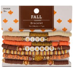 the fall bracelets are stacked on top of each other