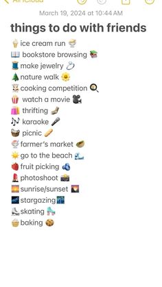 an iphone screen with the text things to do with friends
