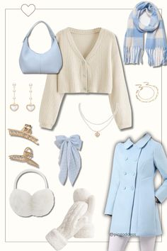 Explore this enchanting collage featuring pastel blue and white clothes, accessories, and room decor, ideal for creating a cozy winter ambiance and stylish outfit inspirations. Embrace the serene hues and curate a snugly chic winter haven! ❄️👚🛋️ #SoftGirlStyle #WinterFashion #CozyLiving pastel aesthetics pastel blue aesthetic pastel blue dress soft girl aesthetic soft girl aesthetic outfit soft girl aesthetic bedroom soft girl fashion winter cute outfit winter outfits style winter dresses outfit ideas winter outfits idea winter outfits casual chic Pastel Blue Outfits Aesthetic, Pastel Blue Clothes, Soft Girl Aesthetic Bedroom, Blue And White Clothes, Pastel Winter Outfit, Soft Pastel Outfits, Pastel Outfits Aesthetic, Pastel Blue Outfit