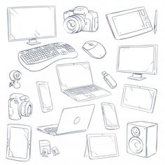 various electronic devices and gadgets on a white background stock photo - image 349874