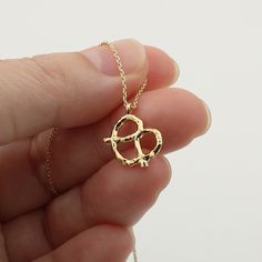 Material : 14k gold plated over Brass Pendant : 12.8mm x 12.5mm Pretzel Necklace, Bff Necklace, Jewelry Wishlist, Surf Jewelry, Food Snack, Bff Necklaces, Coin Pendant Necklace, Backgrounds Wallpapers, Gold Moon