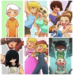 four different cartoon characters are shown in this image, each with their own avatars