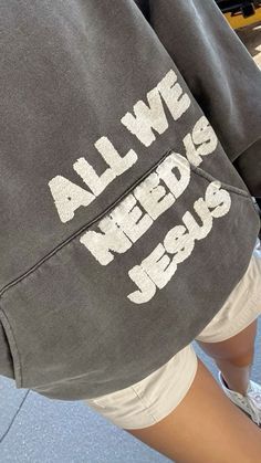 Jesus Shirts Christian Clothing Elevated Faith, All We Need Is Jesus Hoodie, Graphic Hoodies Outfit, Diy Hoodies Iron On Patches, Jesus Loves You Shirts, Diy Sweatshirt Ideas Vinyl, Sweatshirt Patches Diy, Bible Verse Hoodies, Cute Sweatshirt Ideas