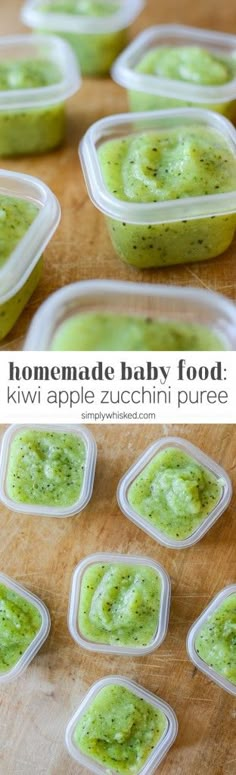 homemade baby food with kiwi apple zucchini pure