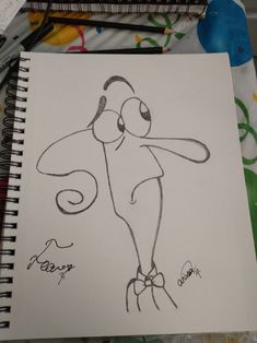 a drawing of a cartoon character is shown