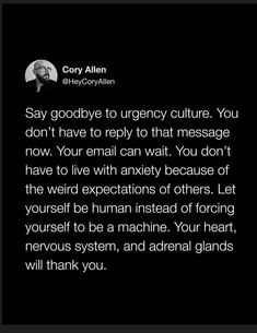 an image of a man with a quote on it that says, say goodbye to urgey culture you don't have to rely to repat that message now