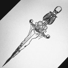 Knife Design Drawing, Bat Dagger Tattoo, Witchy Dagger Tattoo, Gothic Dagger Tattoo, Athame Tattoo, Cute Knife Tattoo, Dragon Dagger Tattoo, Dagger Spine Tattoo, Dagger Sketch