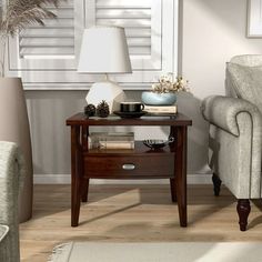 a living room scene with focus on the end table