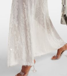 Sequined maxi dress in transparent - Norma Kamali | Mytheresa Norma Kamali, Clear White, Chunky Knits Sweater, Chunky Knit, Designing Women, Clothing And Shoes, Knitted Sweaters, Color Design, Care Instructions