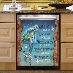 an image of a kitchen scene with sea turtles