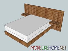 a bed with wooden headboard and foot board