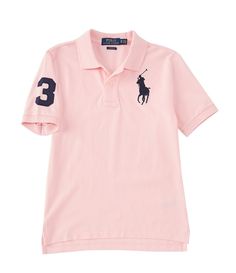 From Polo Ralph Lauren&#x2C; this polo shirt features:ribbed polo collar2 button placketshort-sleevesribbed cuffcontrasting big pony player on left chestcottonmachine washImported. Pink Cotton Polo Collar Top, Pink Cotton Polo Collar T-shirt, Pink Polo Collar Top For Summer, Polo Shirt Outfits, Kids Shirts Boys, Outfit Inspo Casual, Cute Everyday Outfits, 가을 패션, Style Streetwear