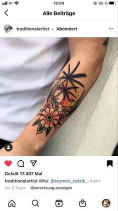 a person with a flower tattoo on their arm