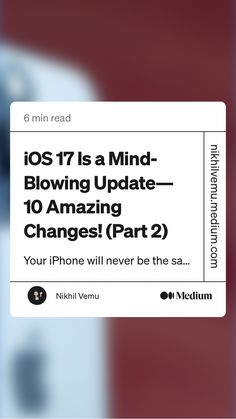 https://medium.com/macoclock/ios-17-is-a-mind-blowing-update-10-amazing-changes-part-2-12dd0c92db7d Mind Blowing, Mind Blown, Ios, Mindfulness, Reading, Iphone, 10 Things