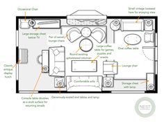 the floor plan for a small living room