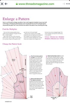 the pattern is shown with instructions for how to sew it and how to use it