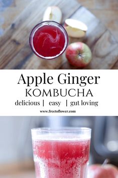 Apple Ginger Kombucha Recipe - Best fall Kombucha Recipe Ginger Kombucha Recipe, Ginger Kombucha, Fermented Vegetables Recipes, Make Kombucha, Kombucha Scoby