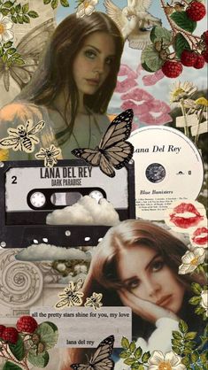 a collage of various images and pictures with the words lana del ray on it