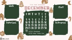 the calendar for december is decorated with gingers