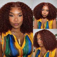 250 Density Jerry Curly Reddish Brown Lace Front Wig 13x4 Lace Front Human Hair Wigs for Women 40 Half Buns, Hair Color Auburn Brown, Straight Hair Highlights, Curly Lace Frontal, Auburn Brown, Straight Weave Hairstyles, Hair Color Auburn, Human Virgin Hair, Curly Wig