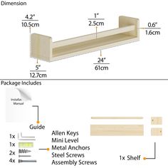 the measurements for an unfinished shelf